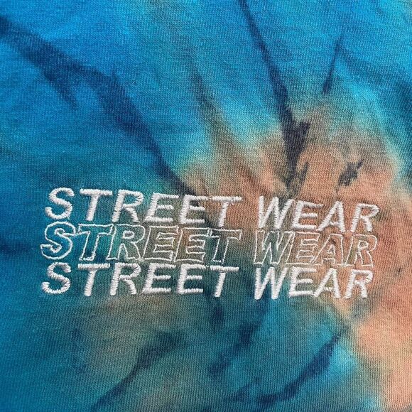 Gildan Streetwear Stitched Blue and brown tie dye graphic tshirt size small - Picture 3 of 5